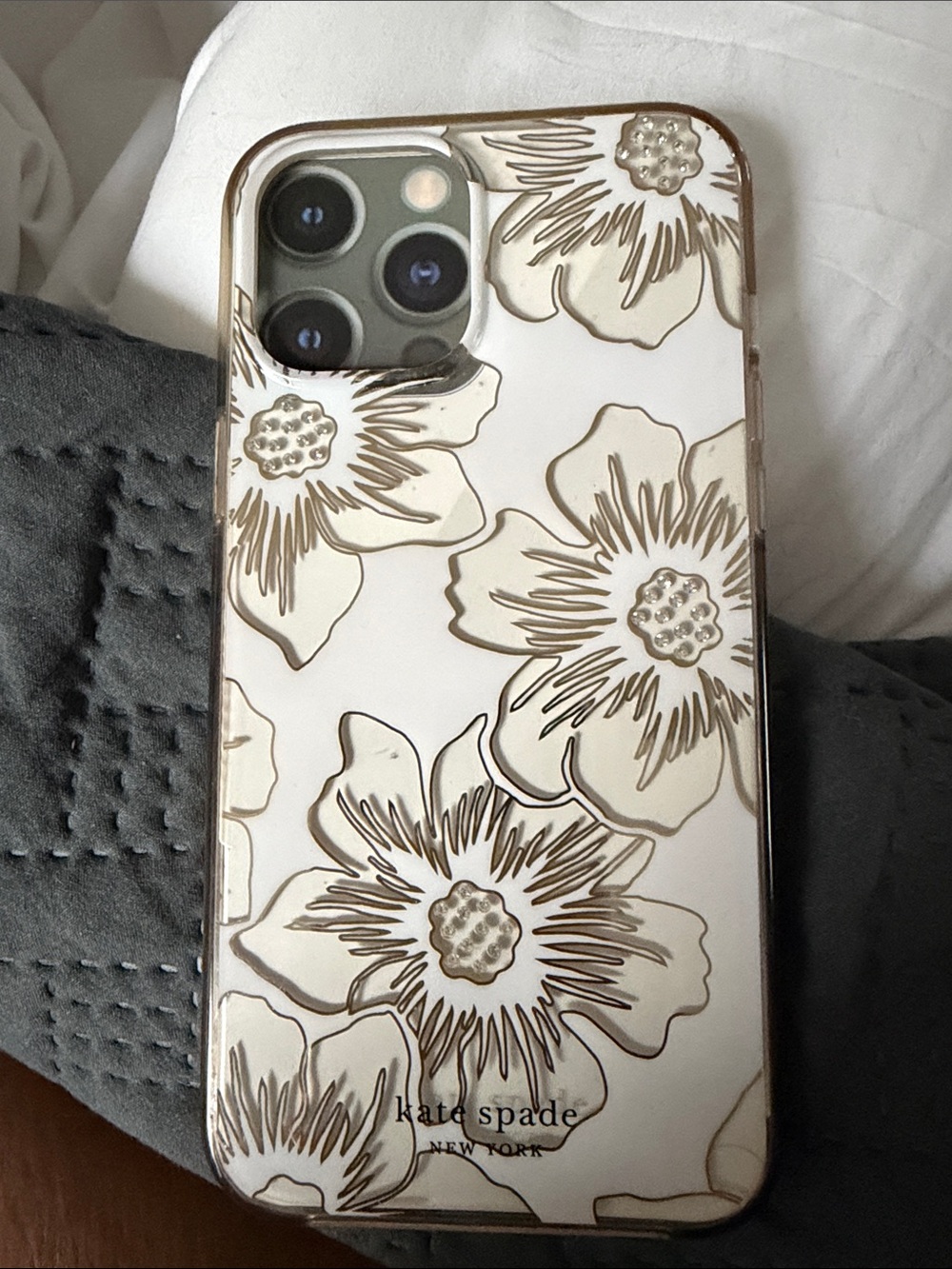 kate spade Cream and Gold Floral iPhone Case